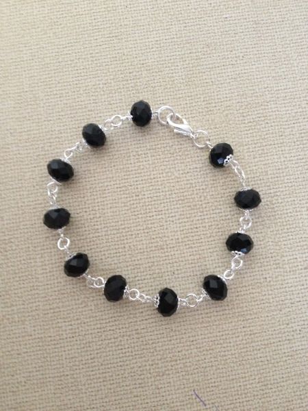 Pulseira de Corrente com Cristais Pretos