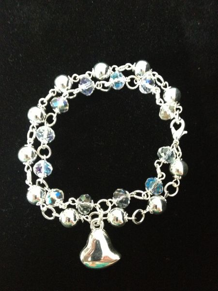 Pulseira Dupla com Prata e Cristais.