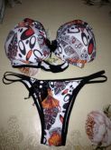 Lingerie Branca Preta Laranja - Calcinha Pequena - GG